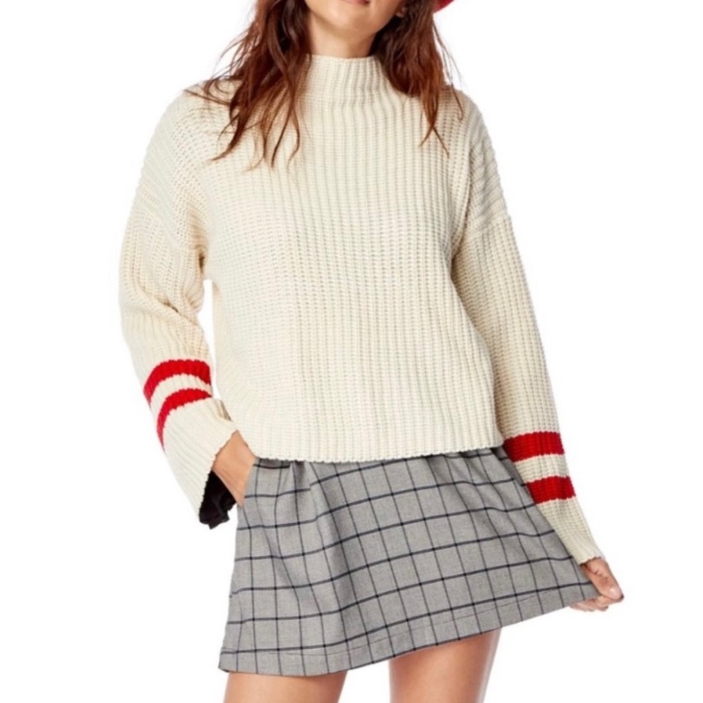 Lost + Wander Sweater Wide Sleeve Red Stripes